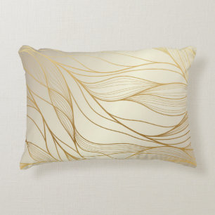 Coussins Décoratifs Motif ondulé or. Luxueux ornement linéaire doré