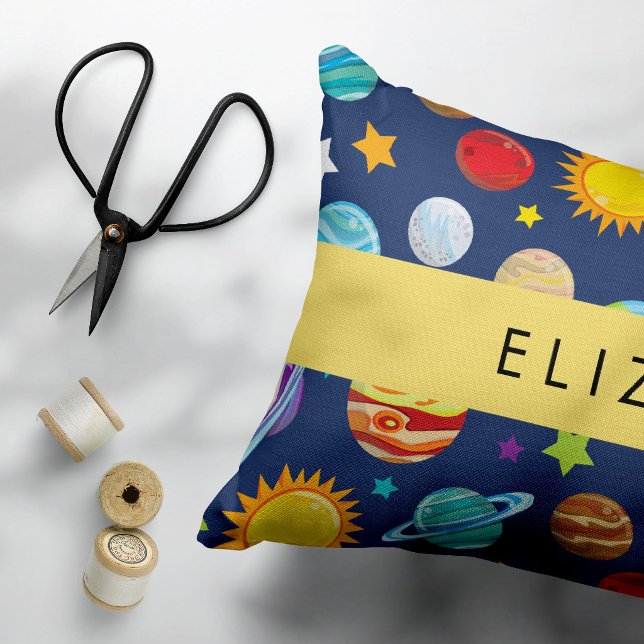 Coussins Décoratifs Motif, Planètes, Étoiles, Cosmos, Votre Nom (Créateur téléchargé)