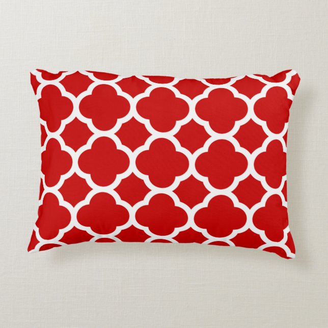 Coussins Décoratifs Motif Quatrefoil rouge et blanc (Dos)