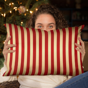 Coussins Décoratifs Motif rouge de rayures d'or
