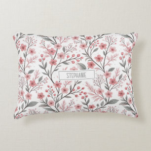 Coussins Décoratifs Motif Sakura en fleurs de cerises roses sur blanc 