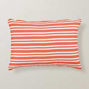Coussins Décoratifs Motif sans couture à rayures blanches corail