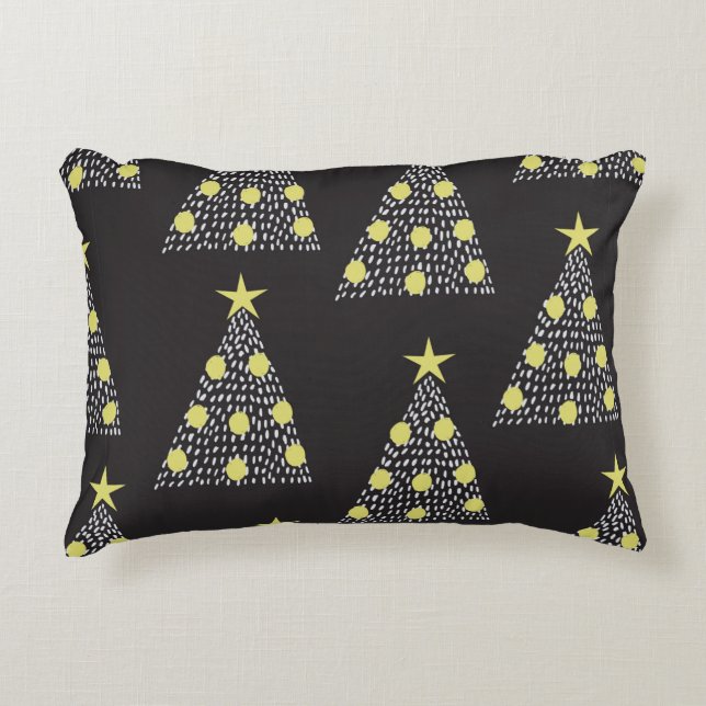 Coussins Décoratifs Motif sans couture avec arbres de Noël dessinés à  (Devant)