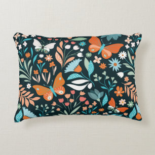 Coussins Décoratifs Motif sans couture avec fleurs et papillons
