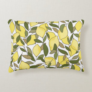 Coussins Décoratifs Motif sans joint avec citrons et feuilles