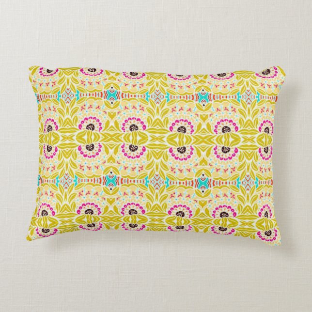 COUSSINS DÉCORATIFS MOTIF TRIBAL JAUNE (Dos)