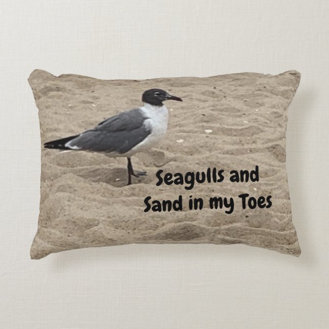 Coussins Décoratifs Mouette, Sable de Plage, Vie de Plage, Scène de Pl (Devant)
