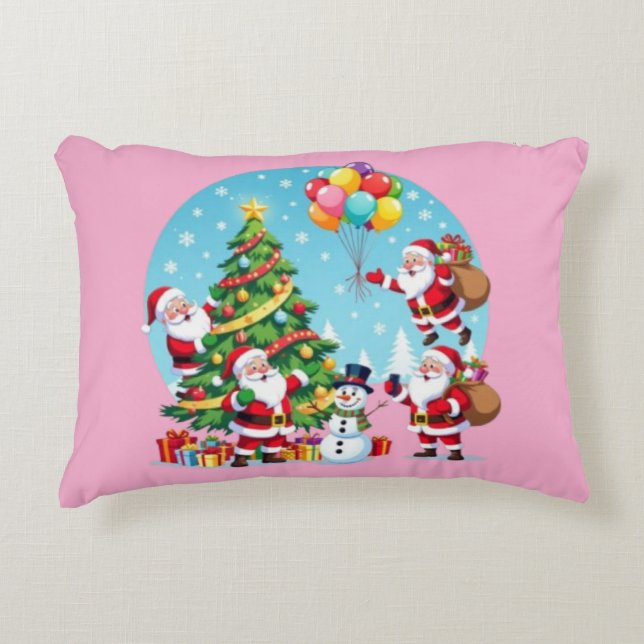 Coussins Décoratifs **“Multi-Santa Christmas Fun – 3D Cartoon Transpar (Devant)