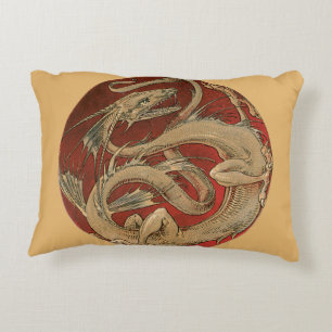 Coussins Décoratifs Mythologie vintage, dragon asiatique doré antique