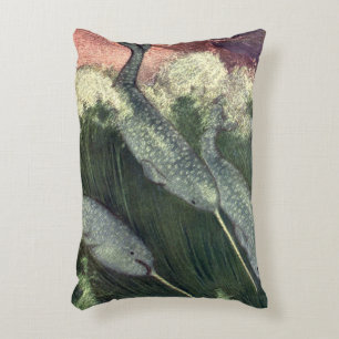 Coussins Décoratifs Narvals, Animaux marins vintage Baleines Vie marin