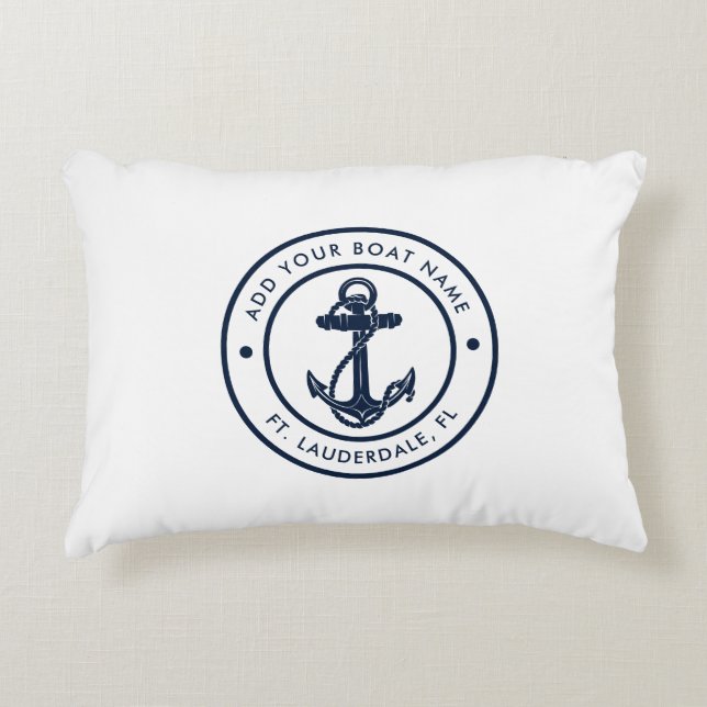 Coussins Décoratifs Nautical Anchor Boat Name Beach House Custom (Devant)