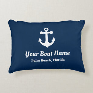 Coussins Décoratifs Nautique Marine Blue Custom Boat Nom Lumbar Coussi