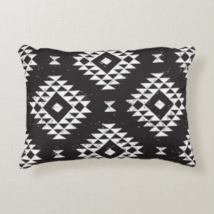 Coussins Décoratifs Navajo Géométrique : Tribal Blanc Noir.