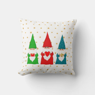 Coussins décoratifs Noël gnomes et étoiles