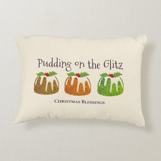 Coussins Décoratifs Noël | PUDING SUR GLITZ | Crème festive (Dos)