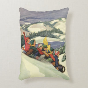 Coussins Décoratifs Noël vintage, Enfants dormant sur la montagne