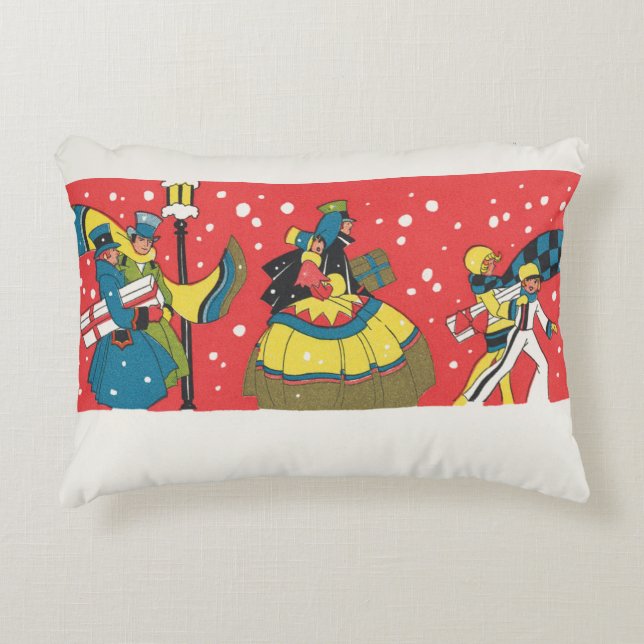 Coussins Décoratifs Noël Vintage, Famille Victorienne (Devant)