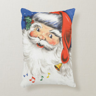 Coussins Décoratifs Noël vintage, joyeux Père Noël avec de la musique