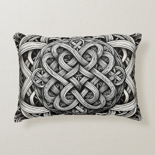 Coussins Décoratifs Nœud celtique noir et blanc détaillé 0001