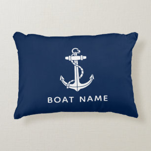 Coussins Décoratifs Nom de bateau personnalisé Ancre minimaliste moder
