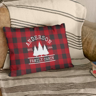 Coussins Décoratifs Nom de famille du cabine Red Buffalo Plaid