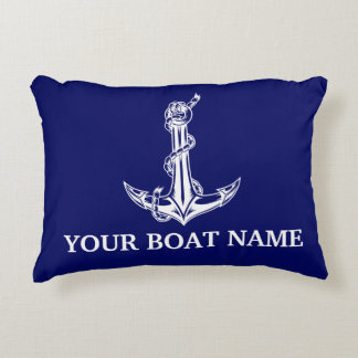 Coussins Décoratifs Nom du bateau de la corde d'Ancre nautique vintage