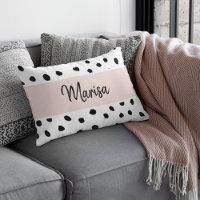 Nom du monogramme moderne | Points rose et noir Pa