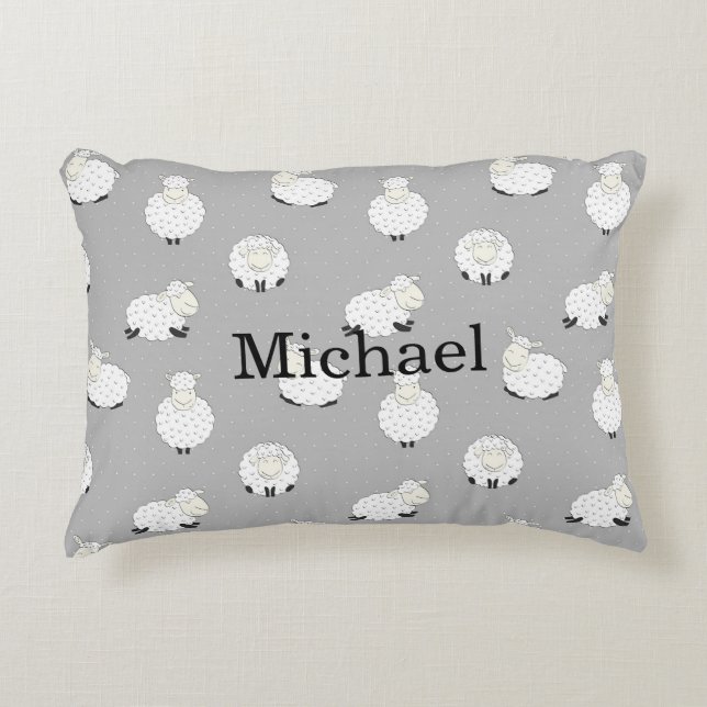 Coussins Décoratifs Nom du mouton mignon garçon (Devant)