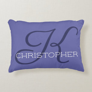 Coussins Décoratifs Nom initial K élégant Pervenche bleue