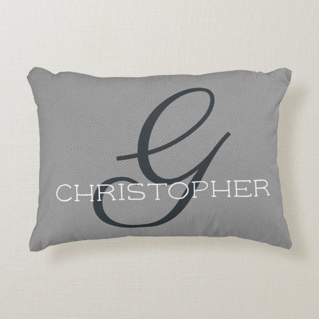 Coussins Décoratifs Nom personnalisé G initial en noir blanc gris (Devant)