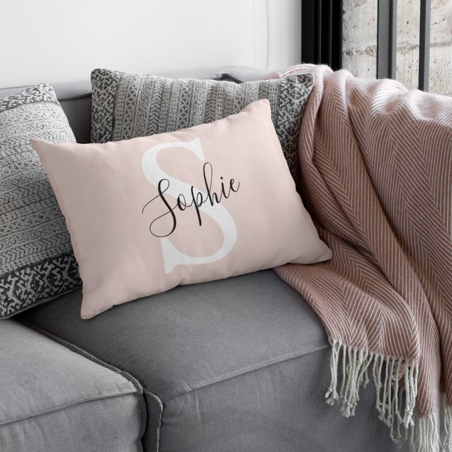 Coussins Décoratifs Nom personnalisé moderne Monogram Pastel Rose (Créateur téléchargé)