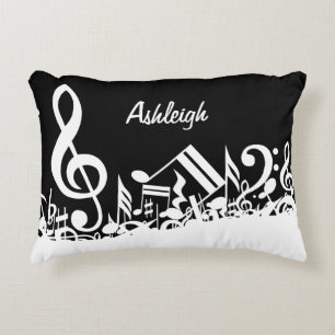 Coussins Décoratifs Notes musicales brouillées blanches personnalisées