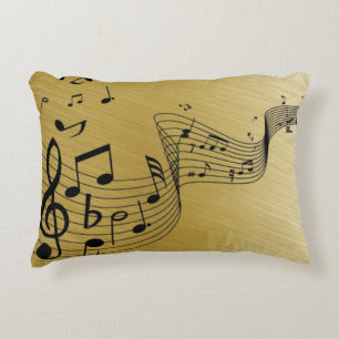 Coussins Décoratifs Notes musicales Or brossé