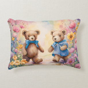 Coussins Décoratifs Nounours dans un jardin pastel