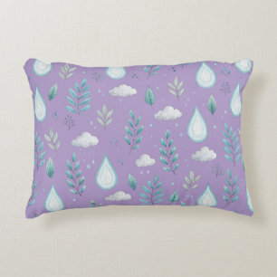 Coussins Décoratifs Nuage de Pluie Violet Fantaisiste & Motif d'Arbre 