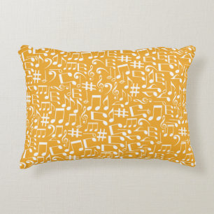Coussins Décoratifs Ocre Doré Clair Notes de Musique Couleurs Chaudes