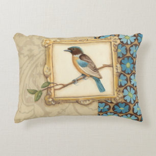 Coussins Décoratifs Oiseau Brown et bleu sur une branche recherchant
