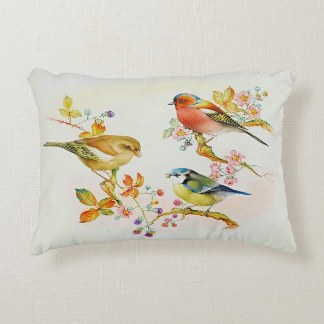 Coussins Décoratifs Oiseaux-Bleu Tit, Chaffinch, Greenfinch (Devant)