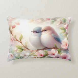 Coussins Décoratifs Oiseaux d'amour de printemps Fleur de cerisier Flo
