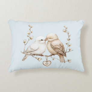 Coussins Décoratifs Oiseaux de l'amour romantiques Nuage Cœur