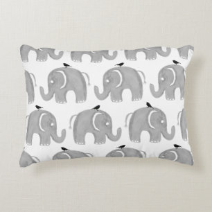 Coussins Décoratifs Oiseaux peints à la main de noir d'éléphant