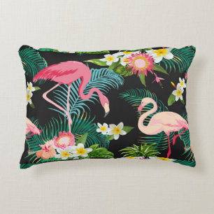 Coussins Décoratifs Oiseaux tropicaux Fleurs Flamant rose Paysage aqua