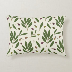 Coussins Décoratifs Olives minimalistes et branches - motif sans soudu