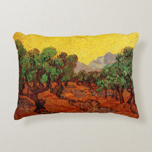 Coussins Décoratifs Oliviers de Van Gogh avec ciel et soleil jaune