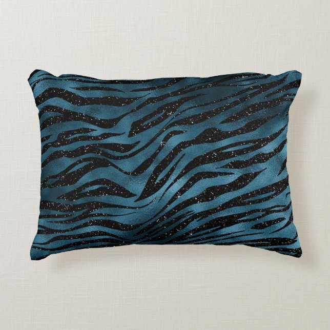 Coussins Décoratifs Ombre d'impression bleu noir Zebra (Devant)