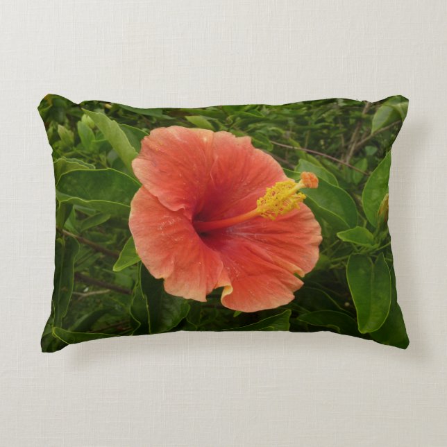 Coussins Décoratifs Orange Hibiscus Fleur Tropical Floral (Devant)