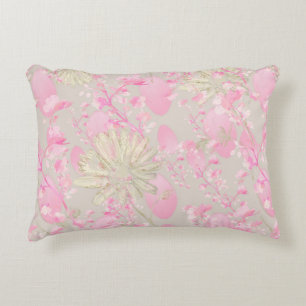 Coussins Décoratifs Oreiller à accent floral rose et or