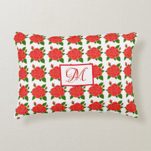 Coussins Décoratifs Oreiller accent monogramme aux roses rouges avec b