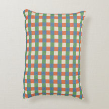 Oreiller accentué carreauté beige vert rouge