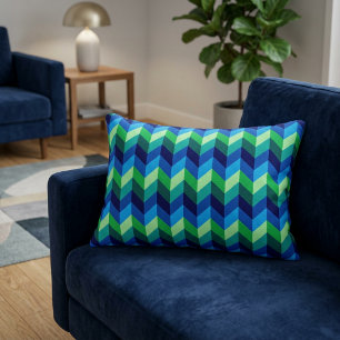 Coussins Décoratifs Oreiller accentué Chevrons Ombré Bleu Vert